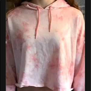 pink tye dye crop top sweatshirt